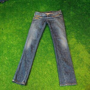 Jeans Women's 25 Blue zip fly slim skinny denim wallet chain outdoors